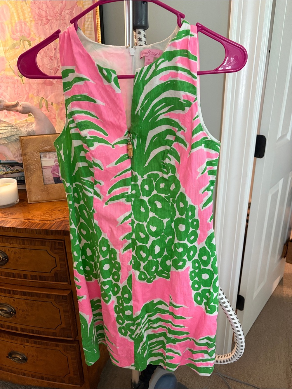 Lilly Pulitzer Pink and Green Tropical Mini Dress
